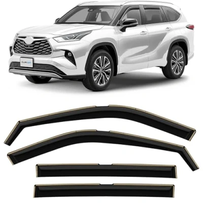 Afbeelding van CLIM ART Winddeflector voor/compatibel met Toyota Highlander 2019 2024 deur regendeflectors, auto winddeflectors, in channel