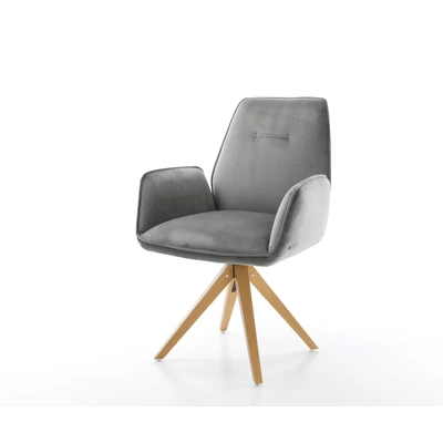 Afbeelding van Draaistoel Zoa Flex houten frame hoekig fluweel grijs 180 draaibaar
