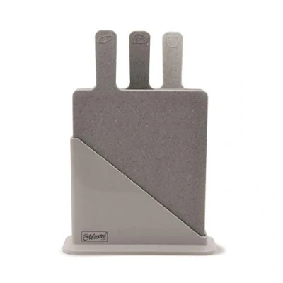Afbeelding van Set van 3 snijplanken stand anti slip Maestro MR1789G graniet
