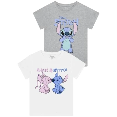 Afbeelding van Disney Stitch T shirt 2 pack Multipack meisjes Shirts kleding voor Grijs 116