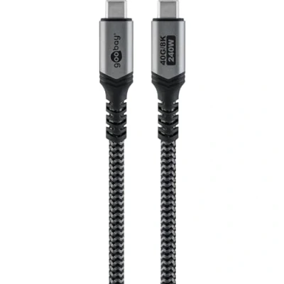 Afbeelding van Goobay USB C kabel USB4 40 Gbps PD 240W 8K 60Hz nylon 0,50 meter