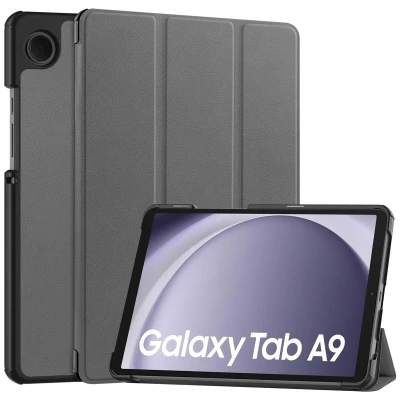 Afbeelding van Samsung Galaxy Tab A9 Hoes: iMoshion Trifold Bookcase Grijs Kunstleder Tablet Hoezen