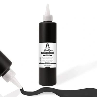 Afbeelding van Stofkleur 500ml. Wasvaste textielverf. T shirt kleur voor lichte stoffen. Wasmachinebestendig, wasbestendig. Textielverf, stofverf fixatie door strijken (zwart)