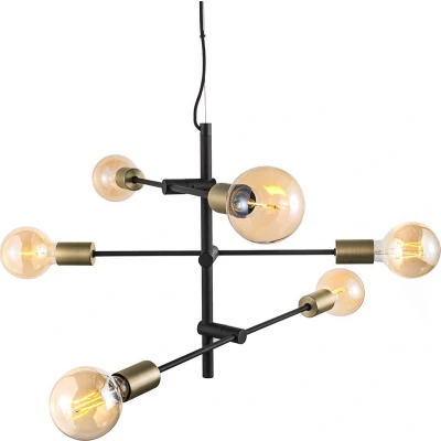 Afbeelding van Nordlux Josefine 48933003 Hanglamp E27 Zwart (mat), Messing