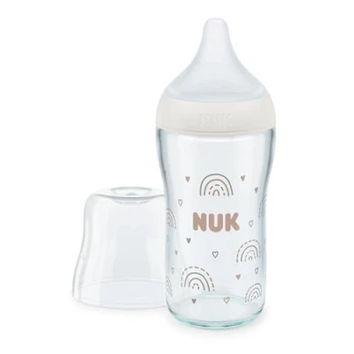 Afbeelding van NUK Glazen fles Perfect Match 230 ml regenboog wit