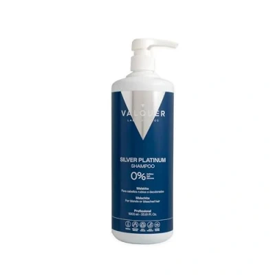 Afbeelding van VALQUER PROfesional Shampoo Zero Silver Platinum Zonder sulfaten, zout en siliconen. Wit, grijs blond haar, 1 l