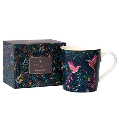 Afbeelding van Mok Beker in cadeauverpakking India Hummingbird met 22 k gouden details Sara Miller London