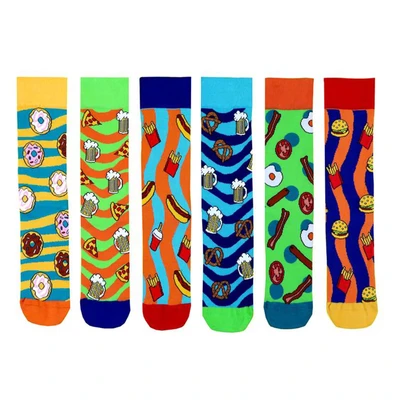 Afbeelding van United Oddsocks Herensokken 6 stuks, originele &amp; kleurrijke eetmotieven Tasty Toes, Toetsen, 39 46 EU