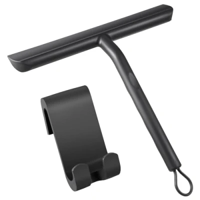 Afbeelding van Vinabo Raamwisser met ophanghaak trekker douche douchewisser voor raamtrekker douchetrekker anti slip (21 cm, zwart)