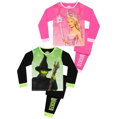 Afbeelding van WICKED Film Meisjes Pyjama&#039;s 2 Pack PJs Elphaba En Glinda Pyjama Sets Rosa 140