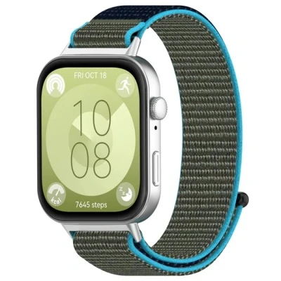 Afbeelding van Sport loop nylon bandje Blauw met groen Huawei Fit 3