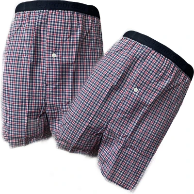 Afbeelding van Embrator 2 stuks mannen Boxershorts geweven katoen donkerblauw/rood 4XL
