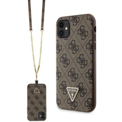 Afbeelding van Guess 4G Triangle Crossbody Back Case Geschikt voor Apple iPhone 11/XR (6.1&quot;) Bruin