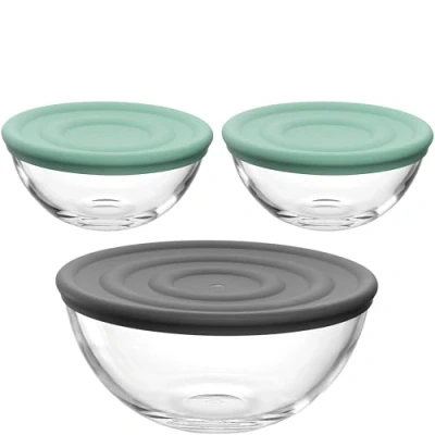 Afbeelding van LEONARDO Schaal Schalen Set CUCINA, 6 teilig, 3 Schüsseln mit Silikondeckel (set, delig)