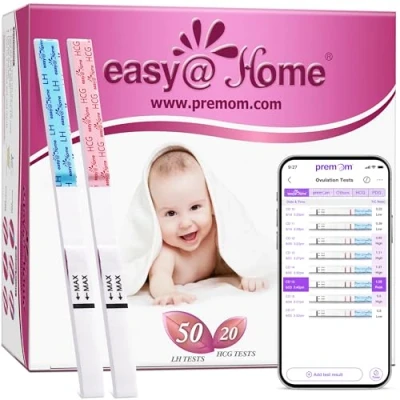 Afbeelding van Easy@Home 50 x Ovulatietesten en 20 Zwangerschapstesten, Met Premom Ovulatie Predictor iOS Android App, LH +20 HCG