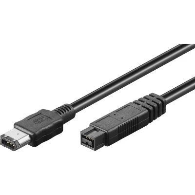 Afbeelding van FireWire 400 800 kabel met 6 pins 9 connectoren / zwart 1,8 meter