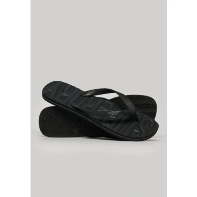 Afbeelding van Superdry Mannen Vegan Vintage Teenslippers Zwart Grootte: 12 13