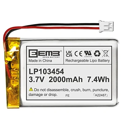 Afbeelding van EEMB lithium polymeerbatterij 3,7 V 2000mAh 103454 Lipo oplaadbare batterij met draad JST connector bevestig de polariteit van het apparaat en voor aankoop