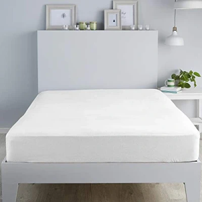 Afbeelding van Fusion wit geborsteld katoenen kingsize hoeslaken (152 x 200 28 cm) beddengoed effen laken Zacht en luxe 100% katoen hotelbed/hoeslaken