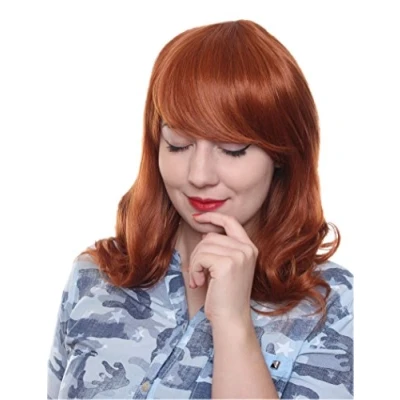 Afbeelding van Prettyland C1429 Medium Krullende Pruik Soft Wave Natural Looks Oranje