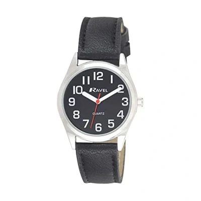 Afbeelding van Ravel Dames super gewaagd zicht hulp horloge met grote getallen (27mm) zwart/zilverkleurig/zwarte wijzerplaat