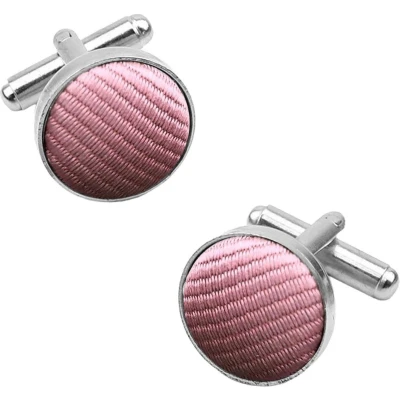 Afbeelding van Fako Bijoux® Manchetknopen Staal &amp; Streep Ø 16mm Roze