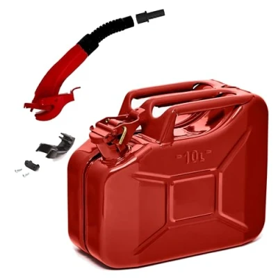 Afbeelding van BW® Brandstofjerrycan metaal jerrycan 10 liter met schenktuit rood RAL 3000 TÜV getest en VN goedkeuring Made in Europe