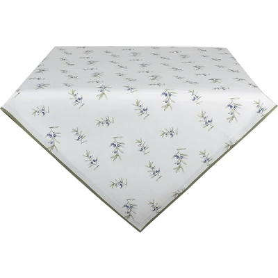 Afbeelding van Clayre &amp; Eef Tafelkleed 130x180 cm Wit Katoen Olijven Tafellaken
