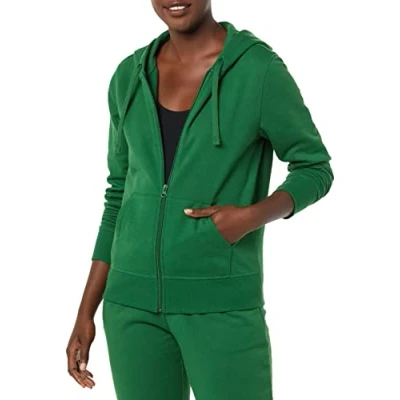Afbeelding van Amazon Essentials Women&#039;s Fleecetrui van Franse badstof met volledige ritssluiting (verkrijgbaar in grote maten), Groen, S