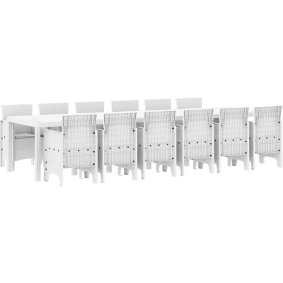 Afbeelding van vidaXL 13 delige tuinset met kussens in wit poly rattan
