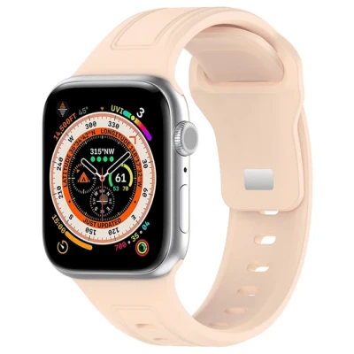 Afbeelding van By Qubix Square siliconen band Zandroze Geschikt voor Apple Watch 44mm 45mm 46mm 49mm (Ultra 1&amp;2)