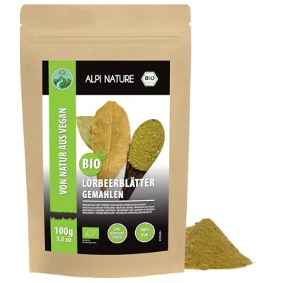 Afbeelding van Alpi Nature Organische laurier bladeren grond (100 g) organisch laurierbladpoeder laurierbladeren gedroogd bio gecontroleerde biologisch afbeeldende biologische afbraak