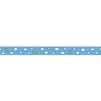 Afbeelding van WOLKJES EN ZONNETJES BEHANGRAND blauw geel wit zwart A.S. Création Only Borders 11