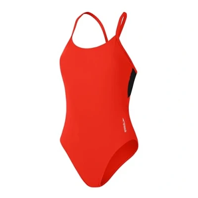 Afbeelding van Speedo Effen racerback 1 delig badpak voor dames zwemfitness zacht gevoel Stijlvol ontwerp, Dragon Fire, 2XL