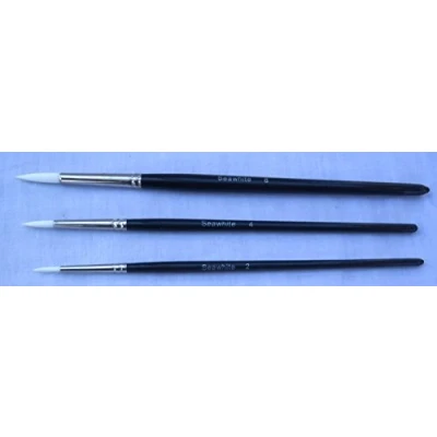 Afbeelding van Set van drie witte synthetische fijne ronde borstels, maat 2, 4 en 8