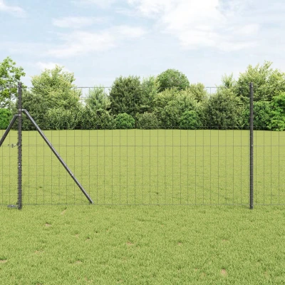 Afbeelding van vidaXL Euro Fence met 7 Palen 1.4x10 m Gegalvaniseerd Staal Grijs