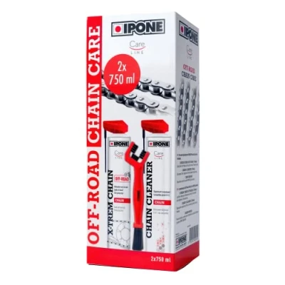 Afbeelding van IPONE Off Road Enduro Motocross Motor Ketting Onderhouds Kit Chain Care 750ml Kettingreiniger &amp; Kettingspray met gratis Kettingborstel
