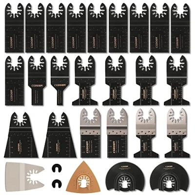 Afbeelding van CGBOOM Zaagbladen, set, multitool, oscillerend zaagblad, multifunctioneel, accessoires, voor Fein Multimaster, Einhell, Milwaukee, Dewalt, Makita, 28 delig