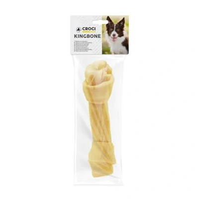 Afbeelding van Croci King Bone Witte geknoopte botten, kauwsnack voor honden van natuurlijk koeienhuid, tandstick tandreiniging, 30 cm 220 g