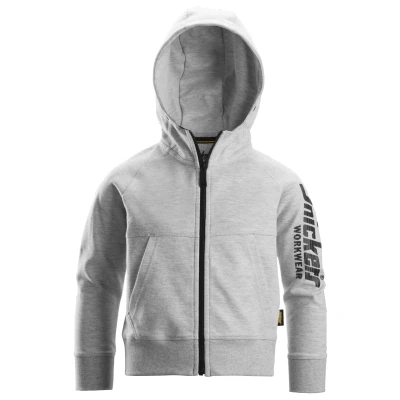 Afbeelding van Snickers 7512 Junior Logo Full Zip Hoodie Grijs Melange/