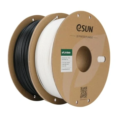 Afbeelding van eSUN Geüpgraded Mat PLA 3D Printer Filament, Filament 1.75mm, Maatnauwkeurigheid +/ 0.02mm, 1kg Spoel (2.2 LBS) Print voor Printers (Donker Zwart+Crèmewit, 2KG)