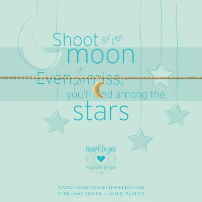 Afbeelding van Heart to Get bracelet, gold plated, small moon, shoot for the moon..