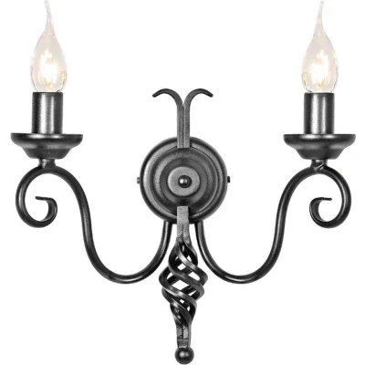 Afbeelding van Landelijke Wandlamp Steady Lighting Metaal Landelijk E14 L: 18cm Voor Binnen Woonkamer Eetkamer Zwart