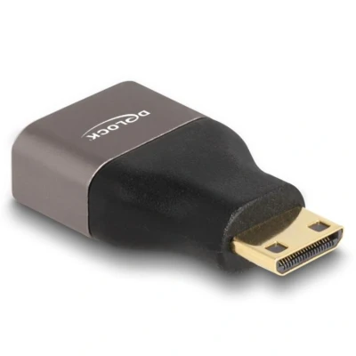 Afbeelding van Delock HDMI Adapter Mini C Stecker zu A Buchse 8K 60 Hz grau Metall
