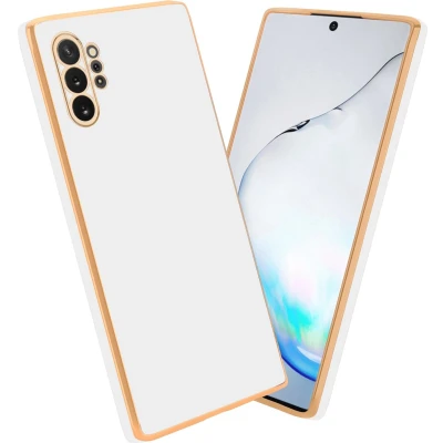 Afbeelding van Cadorabo Hoesje geschikt voor Samsung Galaxy NOTE 10 PLUS in Glossy Wit Goud Beschermhoes Case Cover van flexibel TPU silicone en met camerabescherming