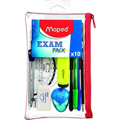 Afbeelding van Maped examenset, 10 delig, in transparant etui schrijfset