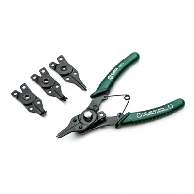 Afbeelding van SATA ST09251SJ 5 delige combinatie Snap Ring Tang Set met 4 verwisselbare bekken in Opbergtas, Groen