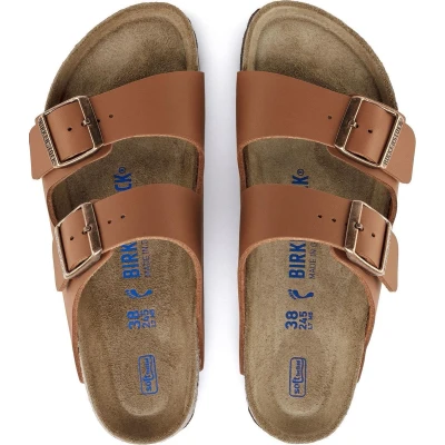 Afbeelding van Birkenstock Arizona Slippers Ginger Brown Narrow fit Cognac Imitatieleer Maat 44