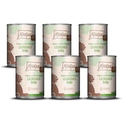 Afbeelding van MjAMjAM Premium natvoer voor katten heerlijk puur rundvlees, pak van 6 (6 x 400 g), graanvrij met extra vlees