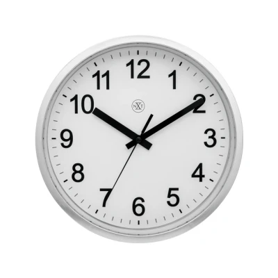 Afbeelding van Nextime Nx 7307Zi V2 Wandklok Nxt Diam. 25,5Cm Kunststof Zilver, Witte Wijzerplaat, &#039;Robust&amp;#03